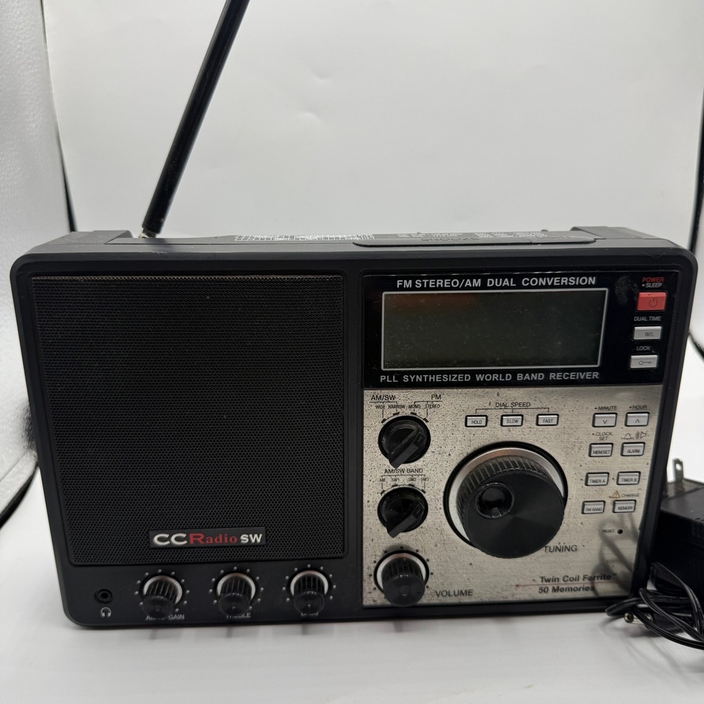 C. Crane CCRadio-SW World Band Radio For Parts or Repair Black AM FM Shortwave